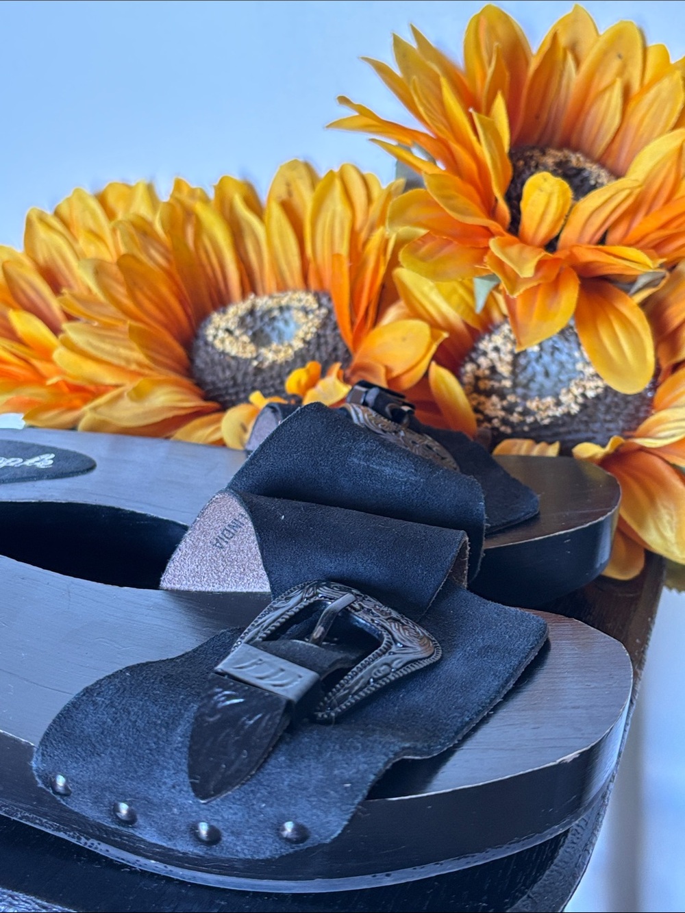 Free People Westtown Slide Leather Wooden Clog Sandals Suede Size 39 - Picture 7 of 10